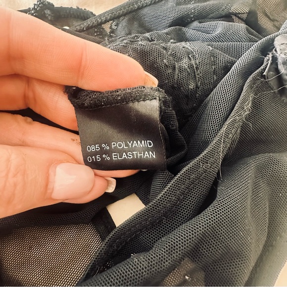 STATE OF CLAUDE MONTANA Black Sequin And Beaded Mesh Bodysuit - Picture 7 of 10